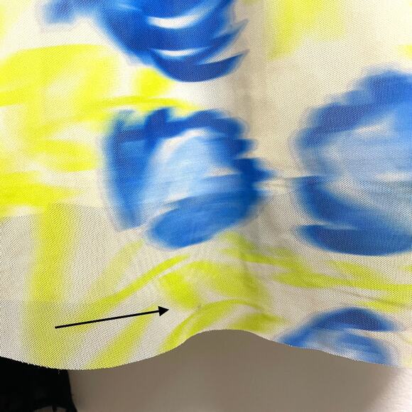 Ganni Printed Mesh Maxi Dress Strong Blue Green Floral Blue Square Neck 42 XL - Picture 12 of 16